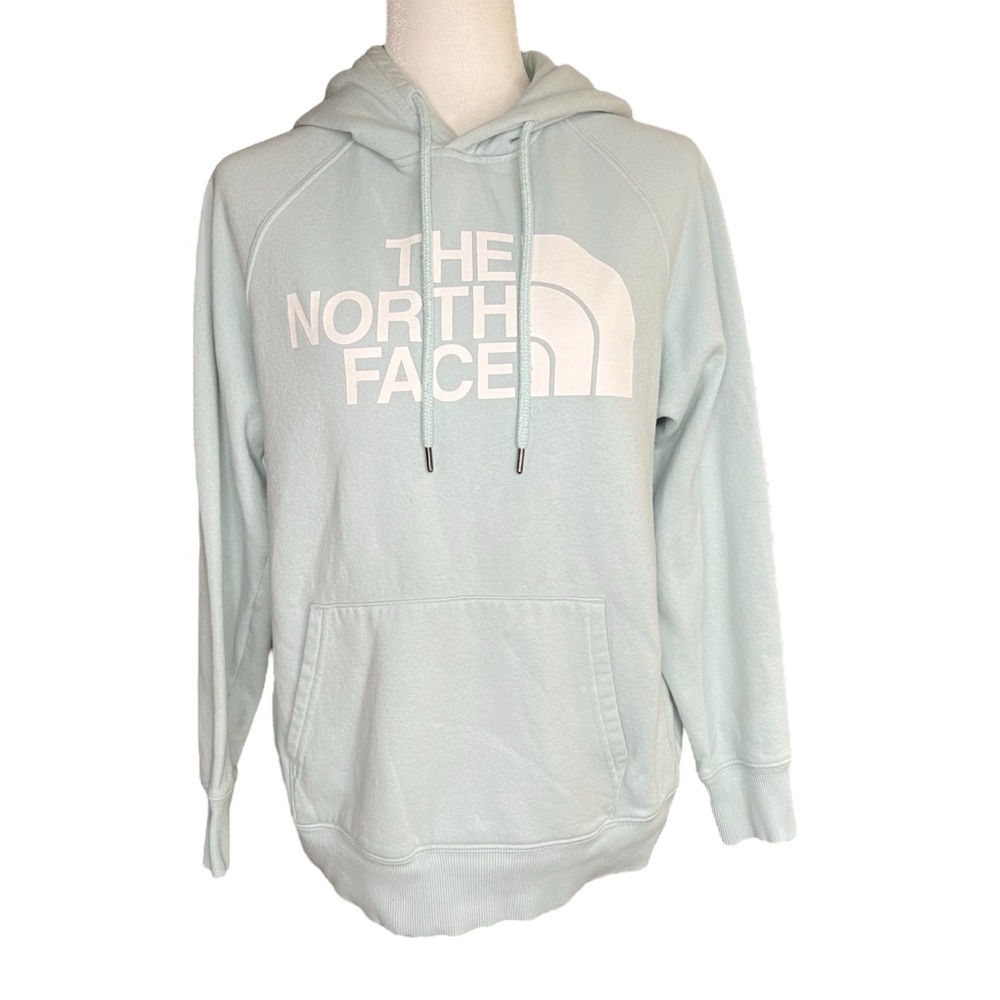 The North Face light blue sweatshirt drawstring hoodie